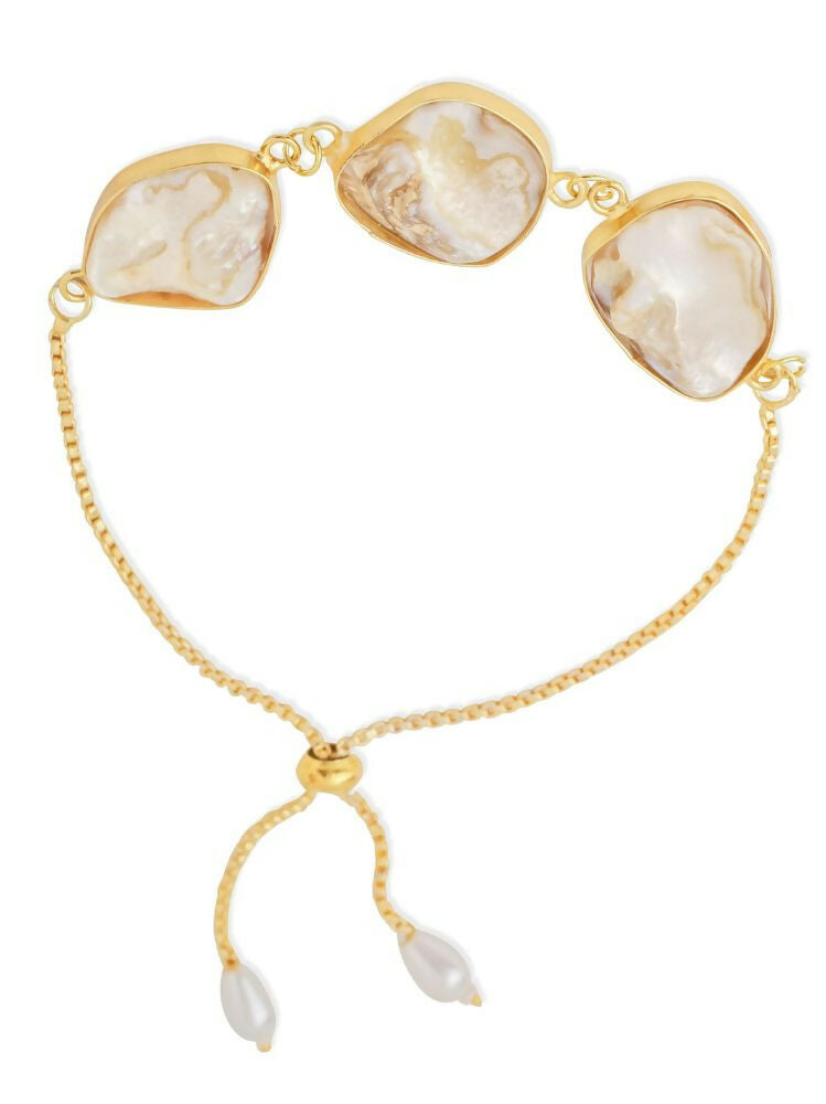 NVR Women's Pearls Gold Toned Bracelet