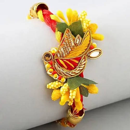 Colourful Zardosi Rakhi & Cadbury Silk Chocolates
