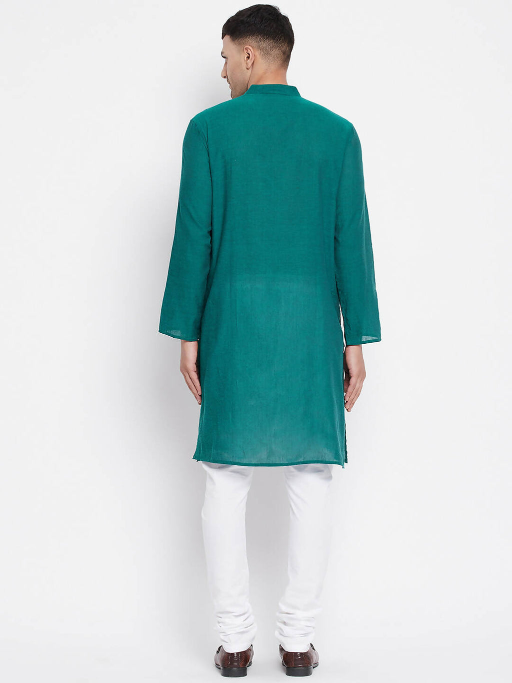 Even Apparels Green Rayon Men's Kurta With Band Collar