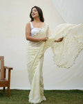 Vamsee Kimora White Georgette Saree