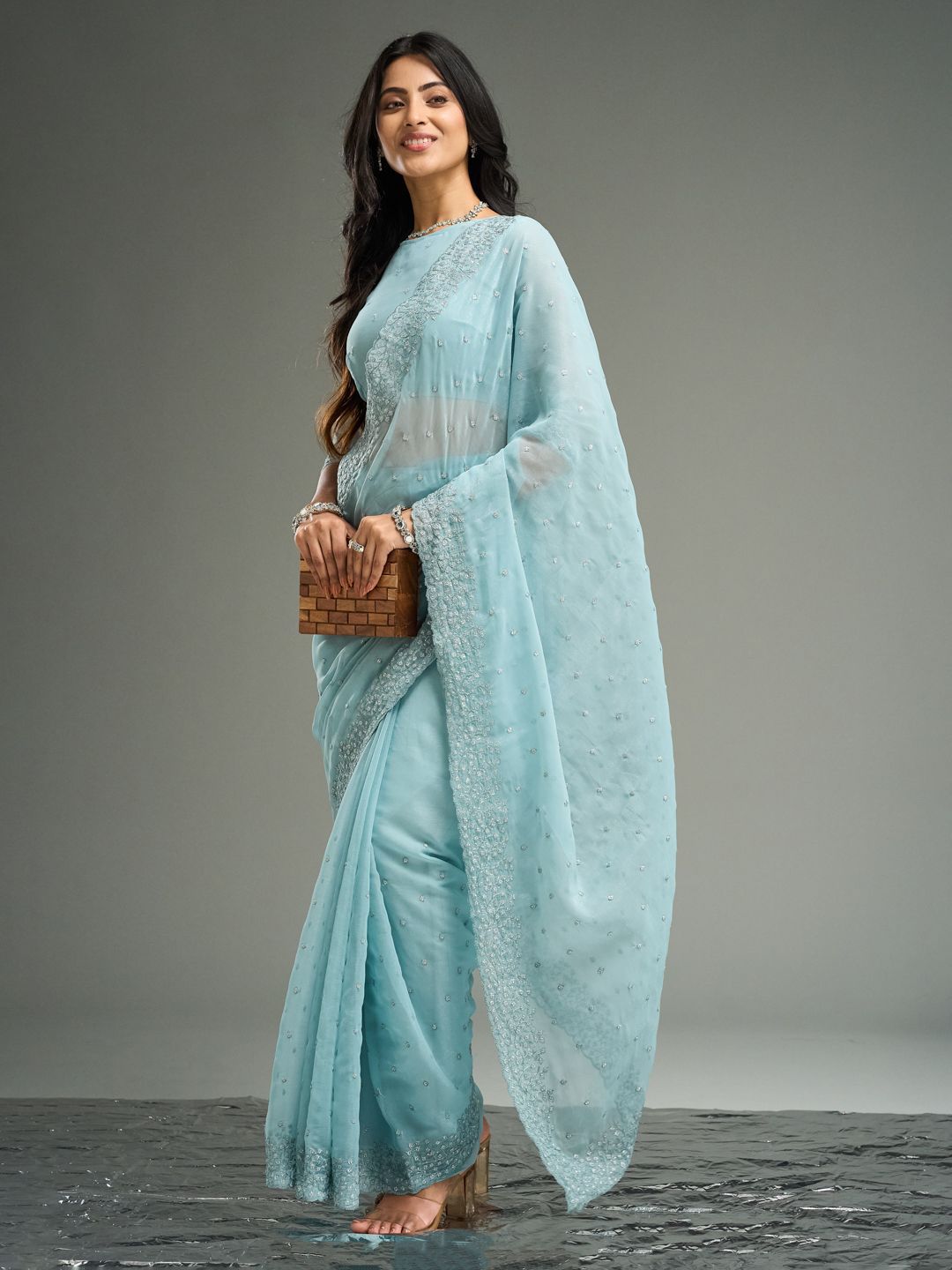 kasee Floral Embroidered Saree
