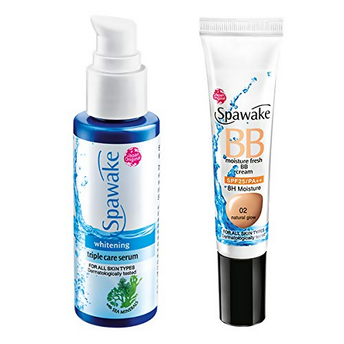Spawake Face Serum Whitening Triple Care with Vitamin C Moisture Fresh BB Cream Combo