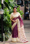 Maroon Polycotton Ethnic Motifs Saree with Unstitched Blouse - Hiral Fashion