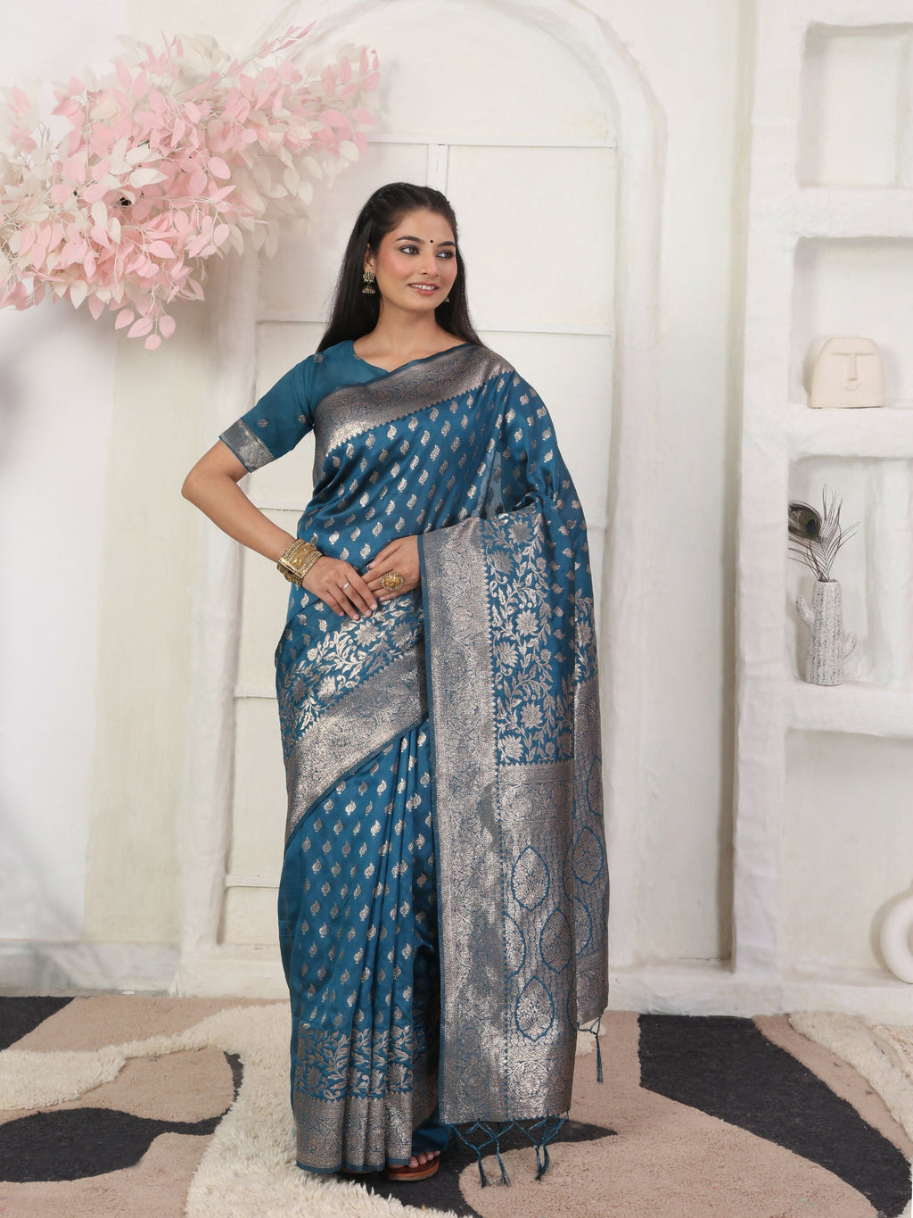 Shree Shyam Fashion Lichi Silk Light Pink Saree