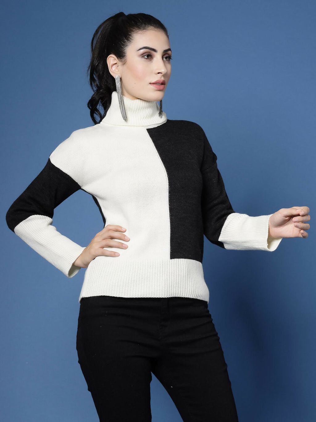 Women Winter Off White Acrylic Sweater - Wool Trees