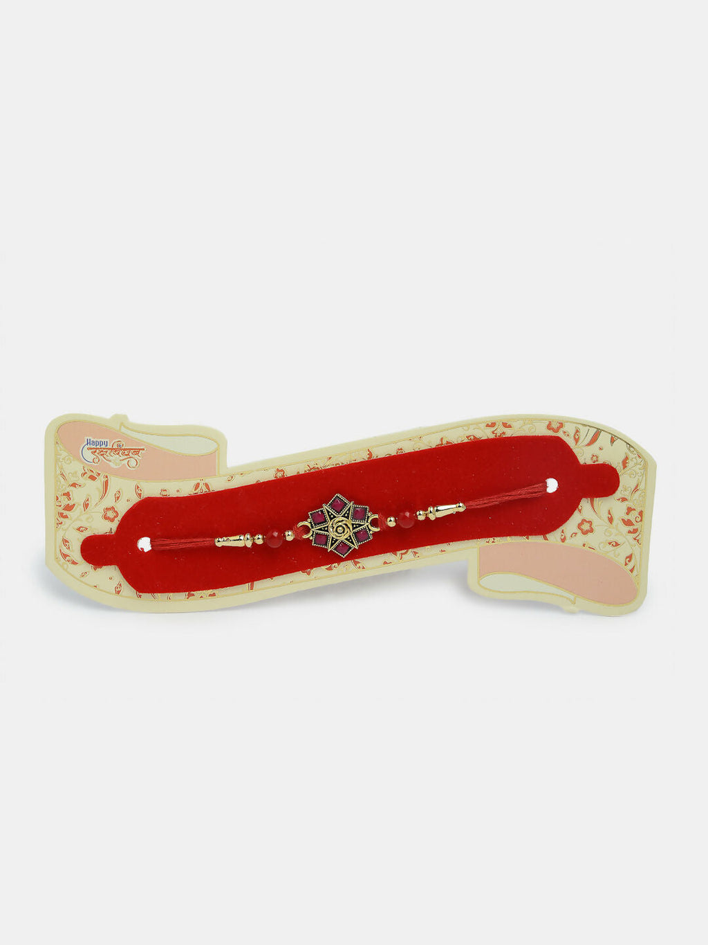 NVR Men Set of 4 Multicolor Stone-Studded Rakhi With Roli Chawal