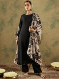 Indo Era Round Neck Straight Kurta With Trousers & Dupatta