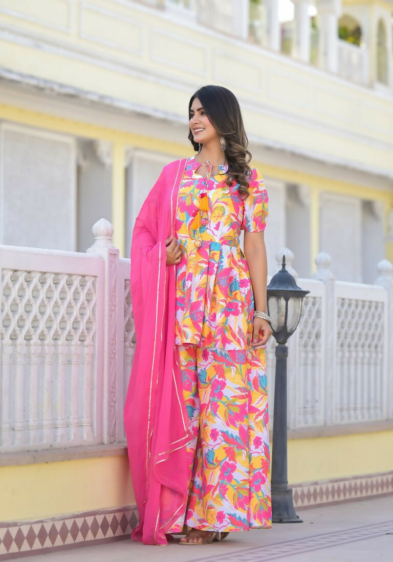 Designer Stylish Multi Ab Cotton Suit With Dupatta - Anbazaar