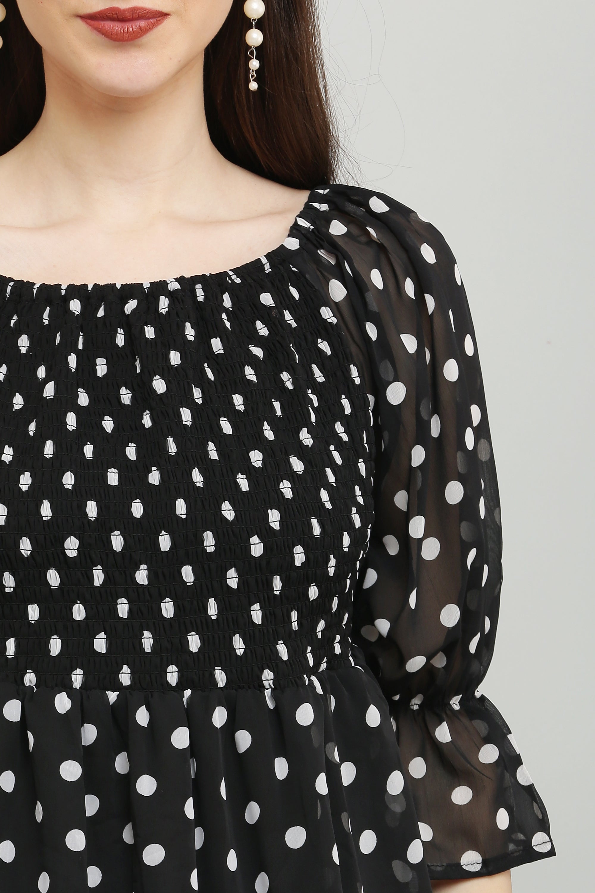PAVONINE Polka Dots Body Kansai Black Dress For Women