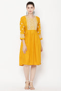 PAVONINE Gajri Color Burfi Design Embroidery Dress For Women