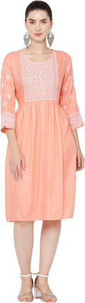 PAVONINE Mustard Color Burfi Design Embroidery Dress For Women