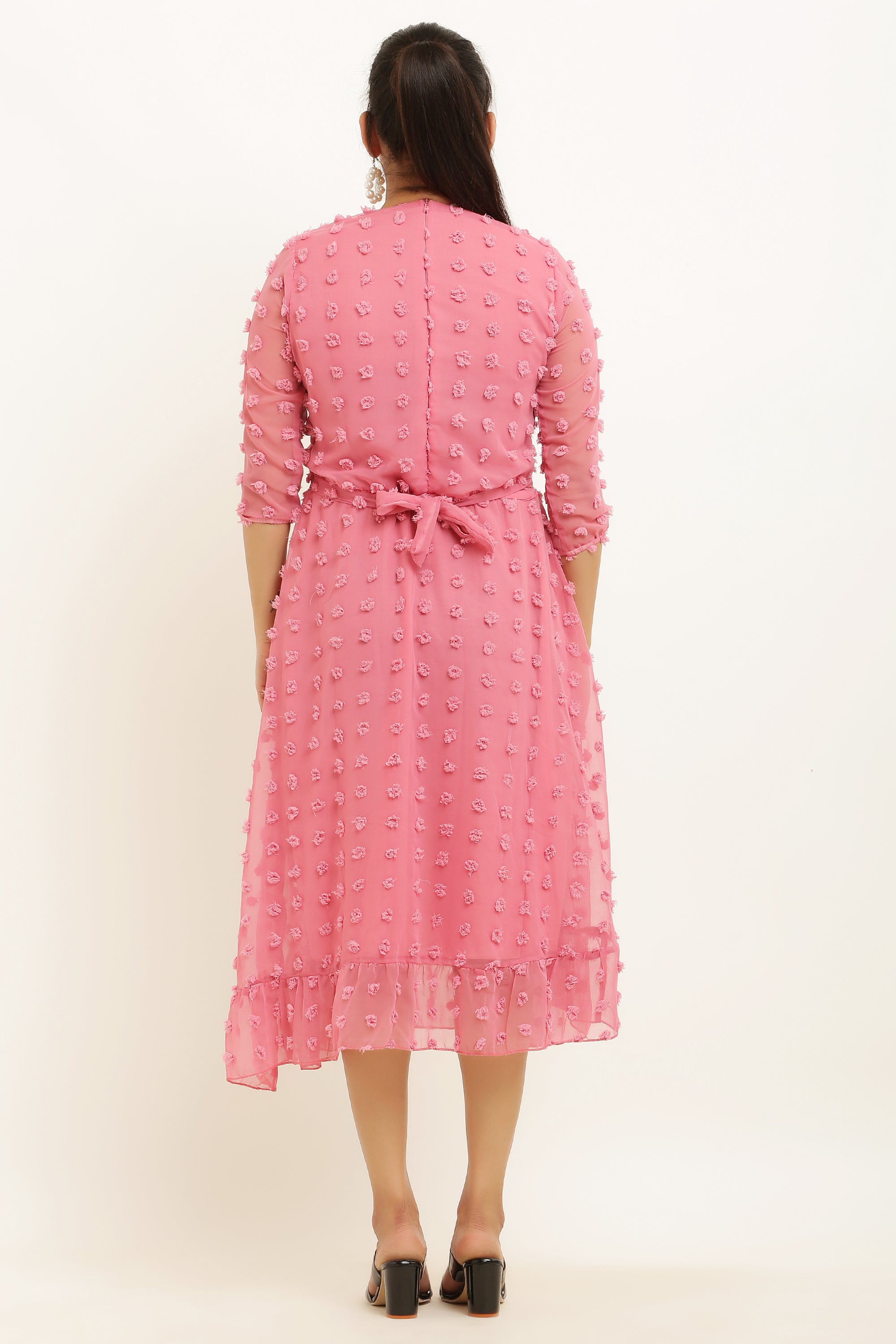 PAVONINE Buta-Design Peach Dress For Girls & Women