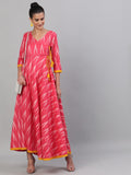 Antaran Red Cotton Flared Ikat Kurta