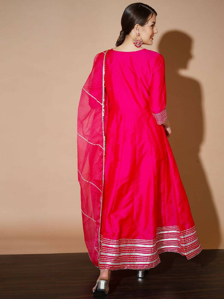 Myshka Women Pink Solid Kurta & With Dupatta