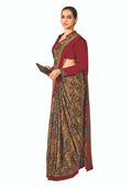 Joban Fashion Mustard Crepe Silk with Traditional Print Saree