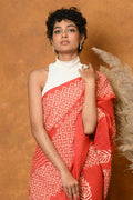 Very Much Indian Handblock Printed Cotton Saree With Natural Dyes - Orange
