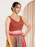 Joban Fashion Rust Tissue Padded Blouse With Sweetheart Neck Sleeveless
