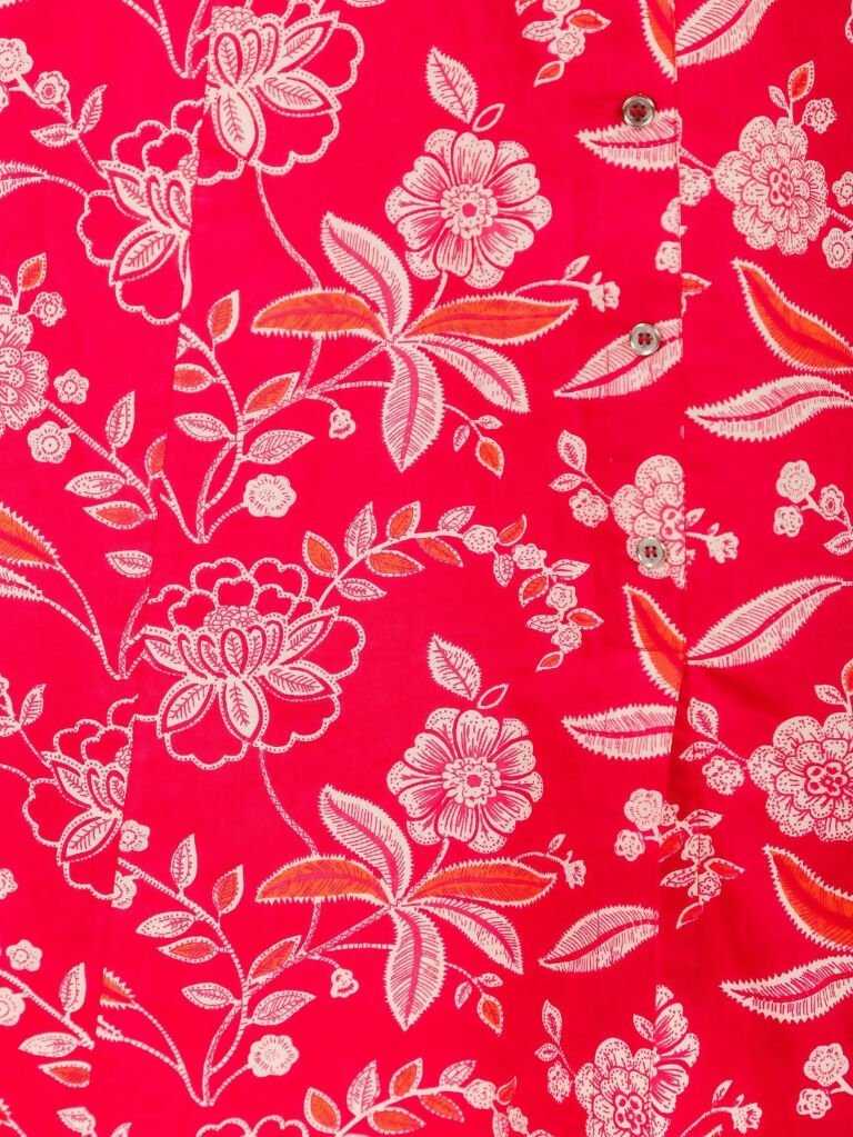Aramya High Low Soft Cotton Floral Print Women's Kurta - Red