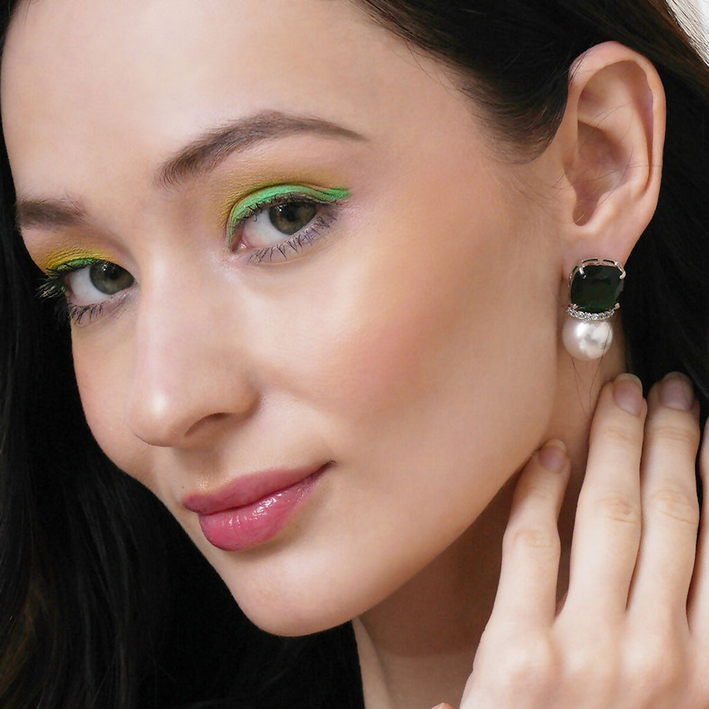 Jade Pearl Studs- Ruby Raang