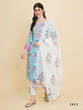 Designer Stylish skyblue Cotton Stitched Suit With Dupatta - Tanisha