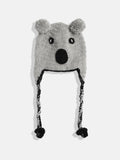 Chutput Kids Woollen Hand Knitted Kuala Bear Detail Cap - Grey