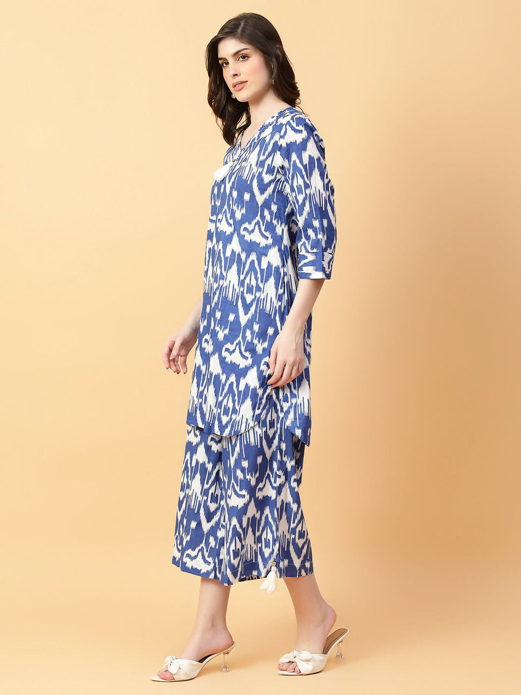 Joban Fashion Blue Cotton Printed & Hand Work Co-ord Set