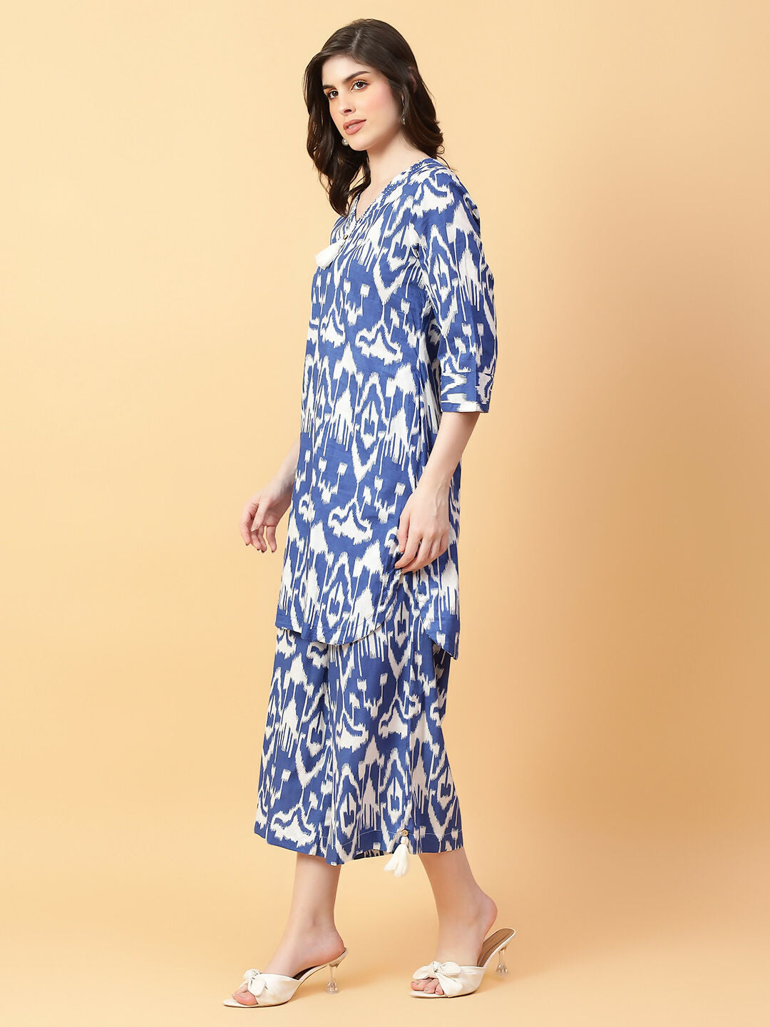 Joban Fashion Blue Cotton Printed & Hand Work Co-ord Set