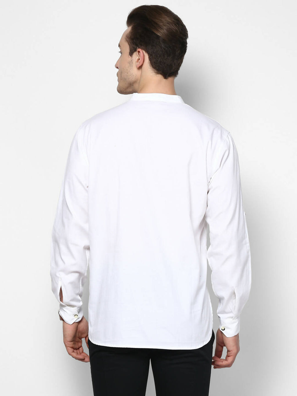 Even Apparels Band Collar White Color Pure Cotton Men's Kurta