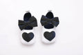 Tiny Bugs Girls Heart Bow Detailing Booties - White & Black