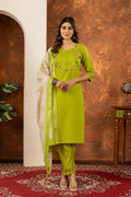 Parrot Green Salwar Kameez Set for Women by Infinity Export