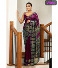 Arfa Fashion House Wine Georgette Sequince Saree