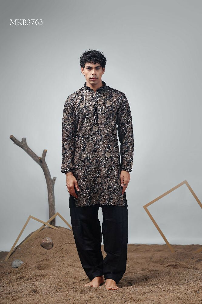 Black Modal Designer Printed Kurta Set - Mahotsav