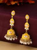 NVR Women Gold-Polished Yellow Jhumkas Earrings