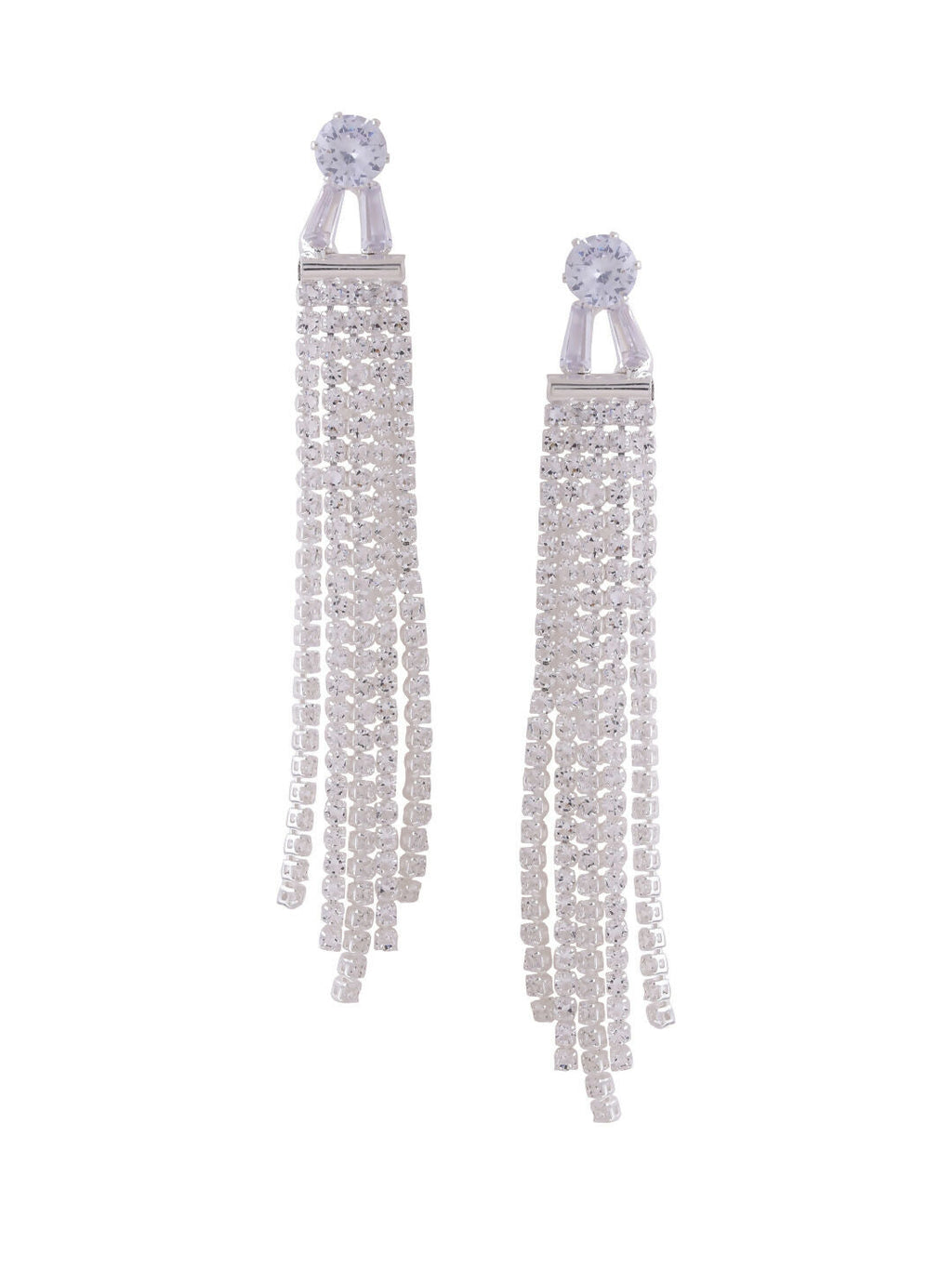 NVR Women Silver Toned Contemporary Drop Earrings