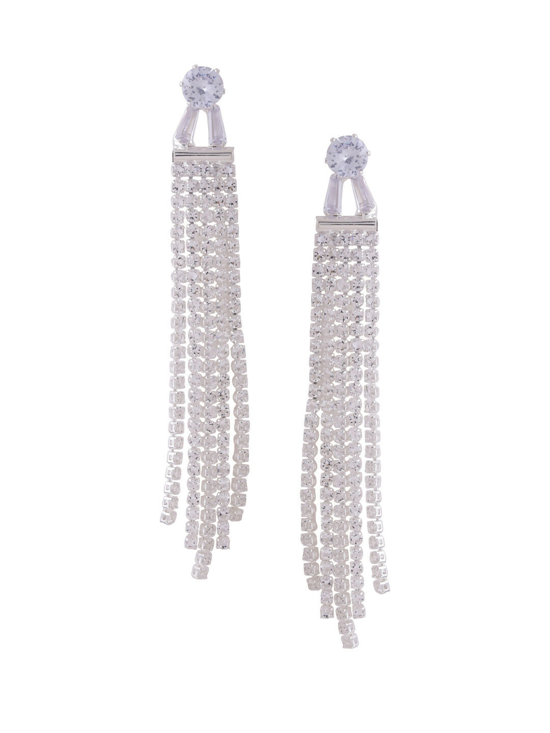 NVR Women Silver Toned Contemporary Drop Earrings