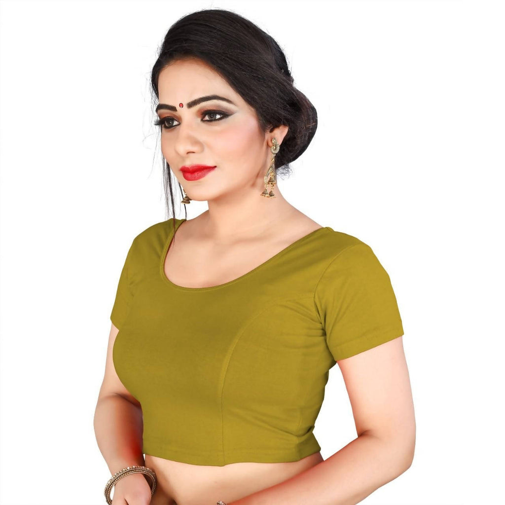 Vamika Mehandi Lycra Plain Blouse