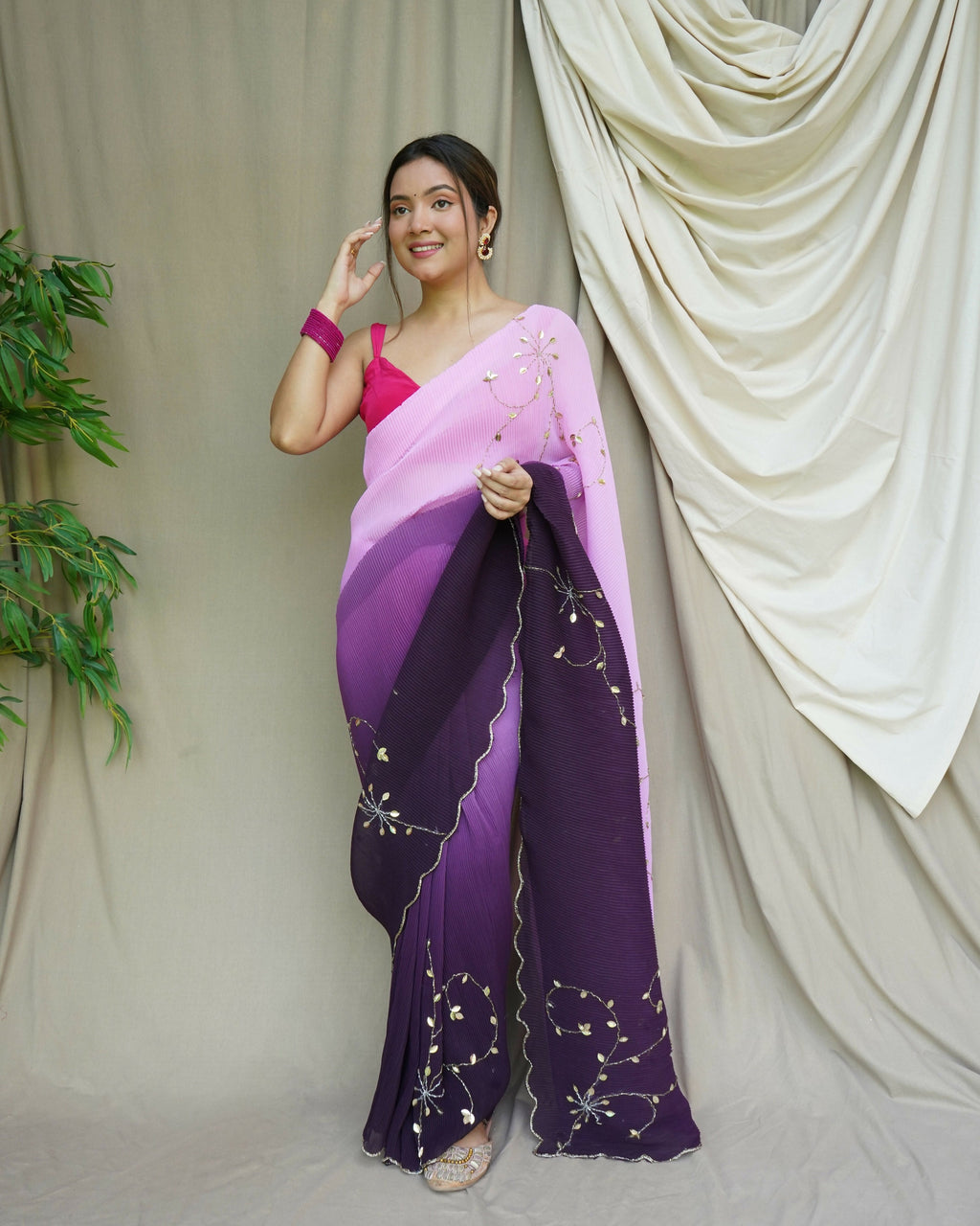 Vamsee Antara Violet Georgette Saree