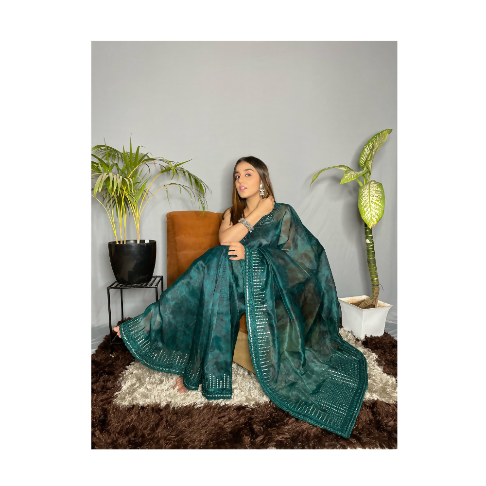 Vamsee Rinkle-Gotta Maroon Organza Saree