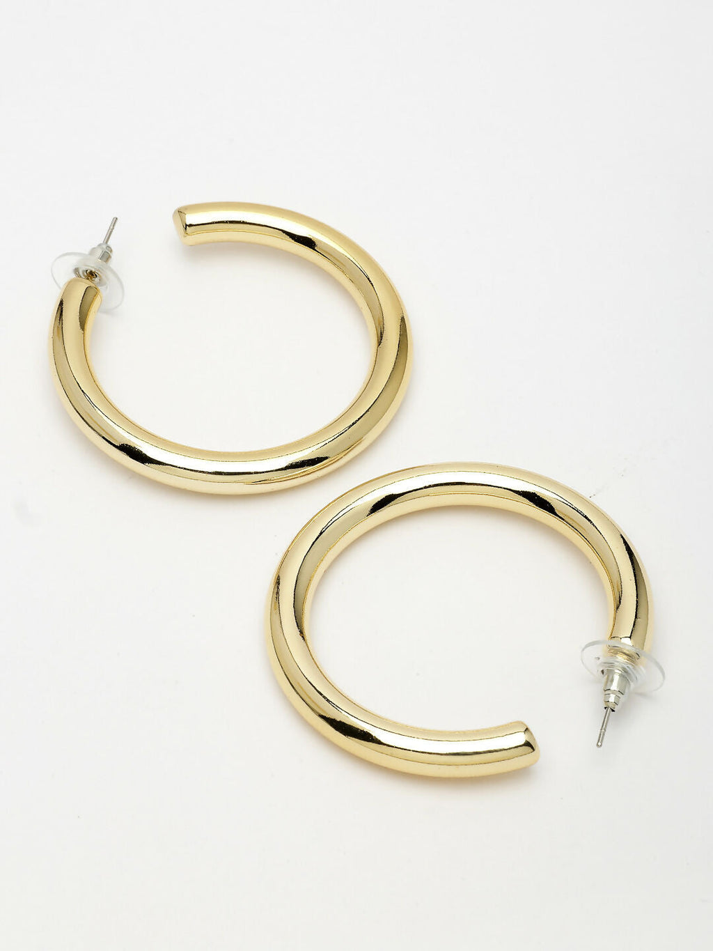 NVR Women's Gold-Polished Half Hoop Earrings