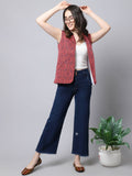 Even Apparels Navy 100% Viscose Rayon Open Front Gillet