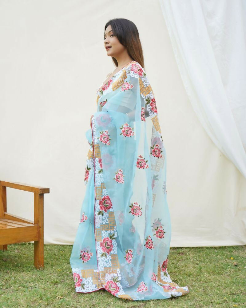 Vamsee Nagma Sky Organza Saree