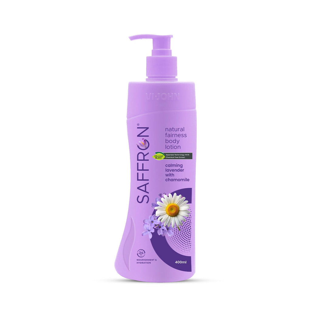 VI-JOHN Saffron Natural Fairness Body Lotion Calming Lavender with Chamomile Natural Moisturiser For Soft, Even-Toned & Radiant Skin Suitable for All Skin Types