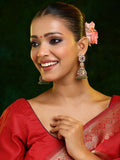 Ruby Raang Gold Polished Kundan Work Multi-Color Diamond And Stone Jhumka Earrings