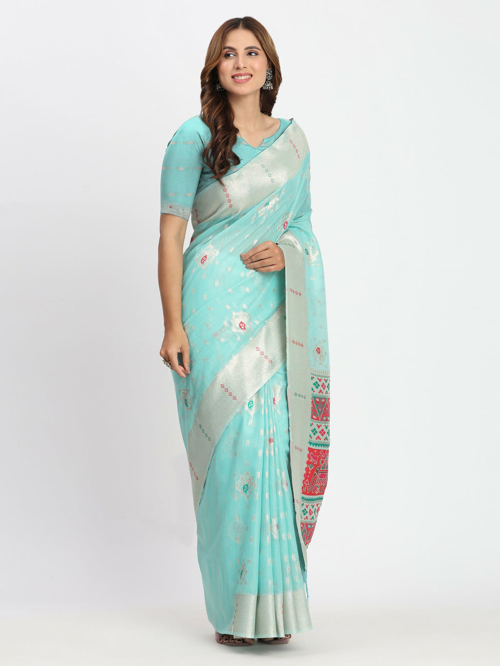 Shree Shyam Fashion Linen Cotton Sea Green Saree