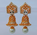 White Ad Pearl And Stones Jhumkas