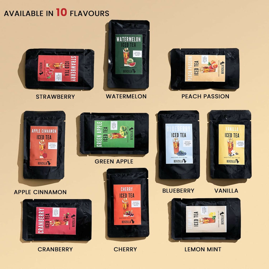 Bevzilla Instant Iced Tea Powder - Assorted 10 Flavours