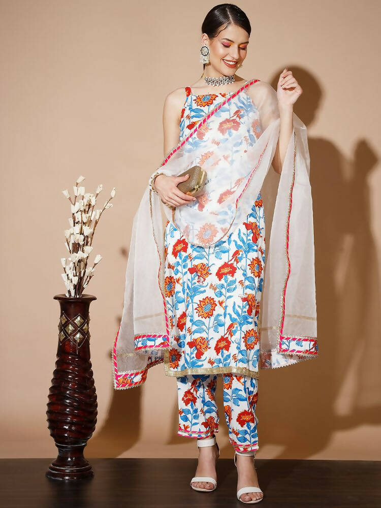 Myshka Women Multi Printed Kurta & Trousers With Dupatta