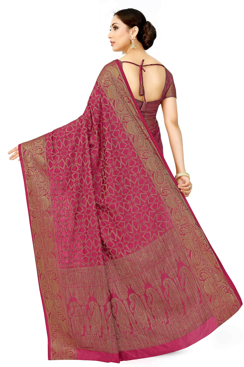 Mimosa Women's Pink Patola Art Silk Saree