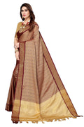 Vamika Weaving Brown Cotton Silk Saree