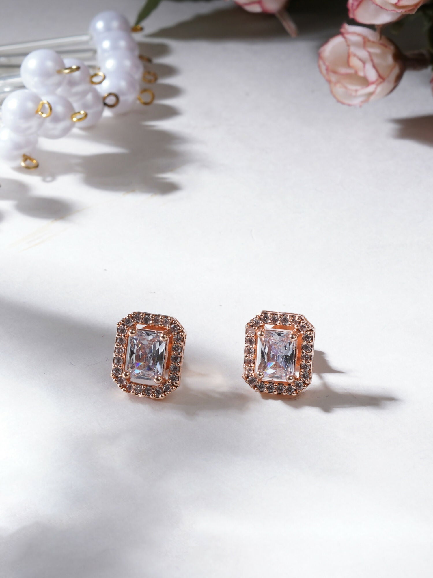 stone stud (Rose gold) - Ruby Raang